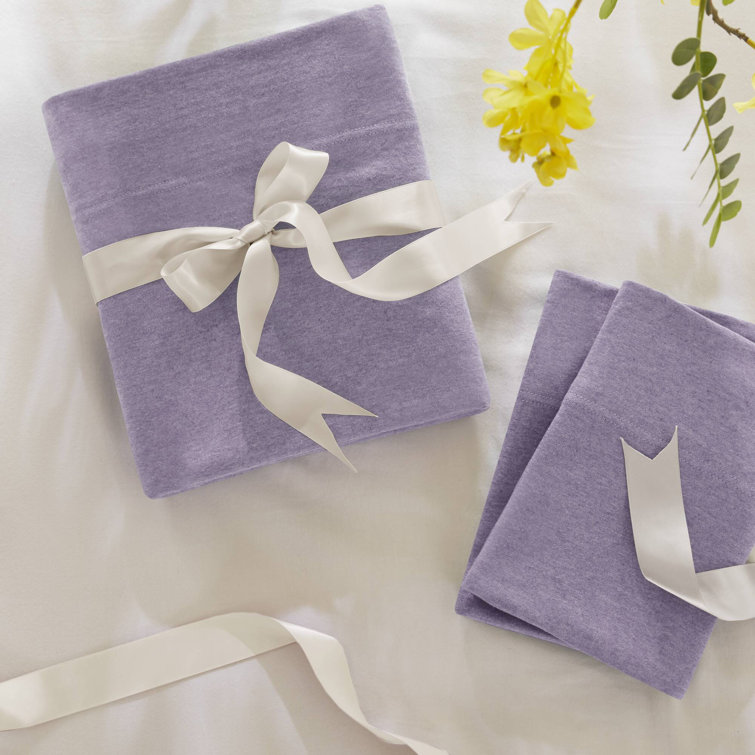Twin XL Purple Jersey Knit Polyester Sheet Set