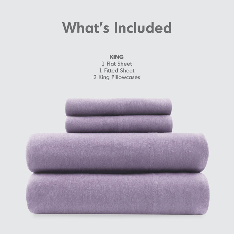 Twin XL Purple Jersey Knit Polyester Sheet Set
