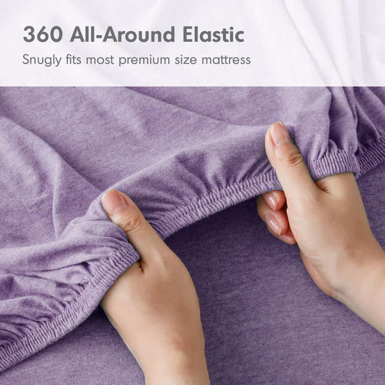 Twin XL Purple Jersey Knit Polyester Sheet Set
