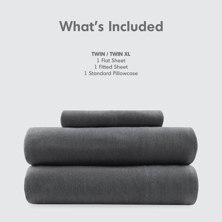 King Dark Grey Polyester Jersey Knit Sheet Set