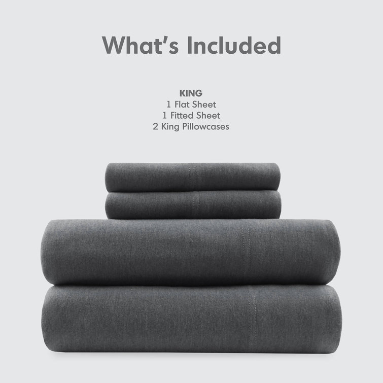 King Dark Grey Polyester Jersey Knit Sheet Set