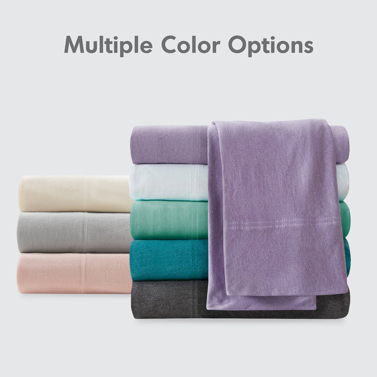 Dark Grey Full Cotton Blend Jersey Knit Sheet Set
