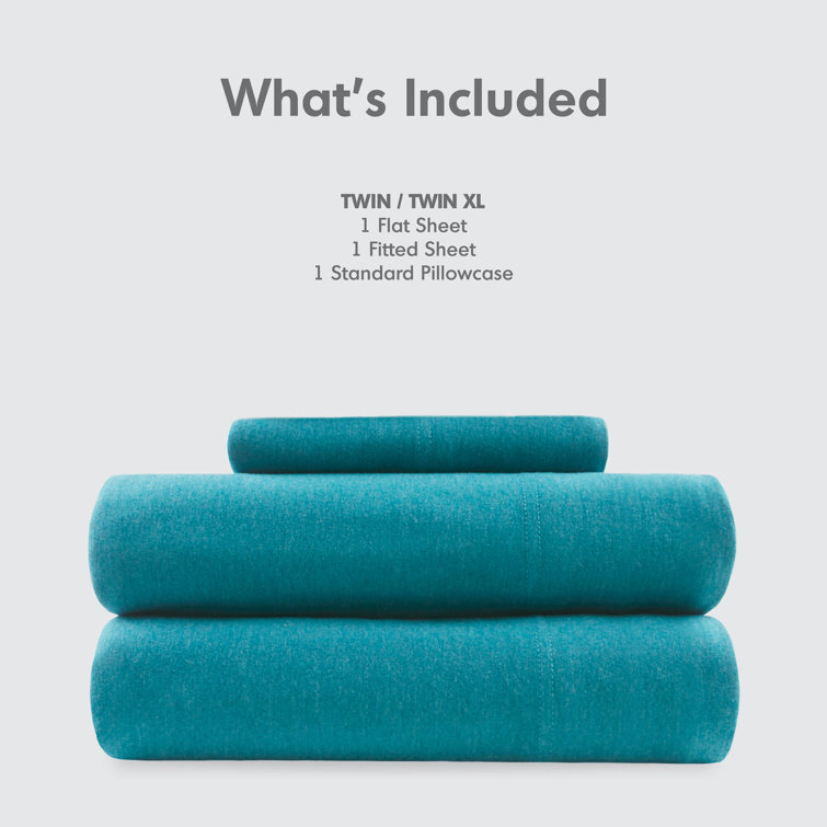 Teal Twin Jersey Knit Polyester Sheet Set