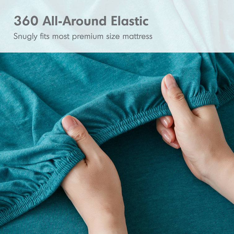 Teal Twin Jersey Knit Polyester Sheet Set
