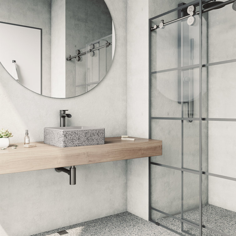 Aster 15" Ash Gray Concrete Square Vessel Bathroom Sink