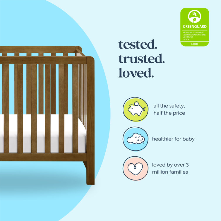 Walnut 4-in-1 Low-Profile Convertible Crib with Clean Lines