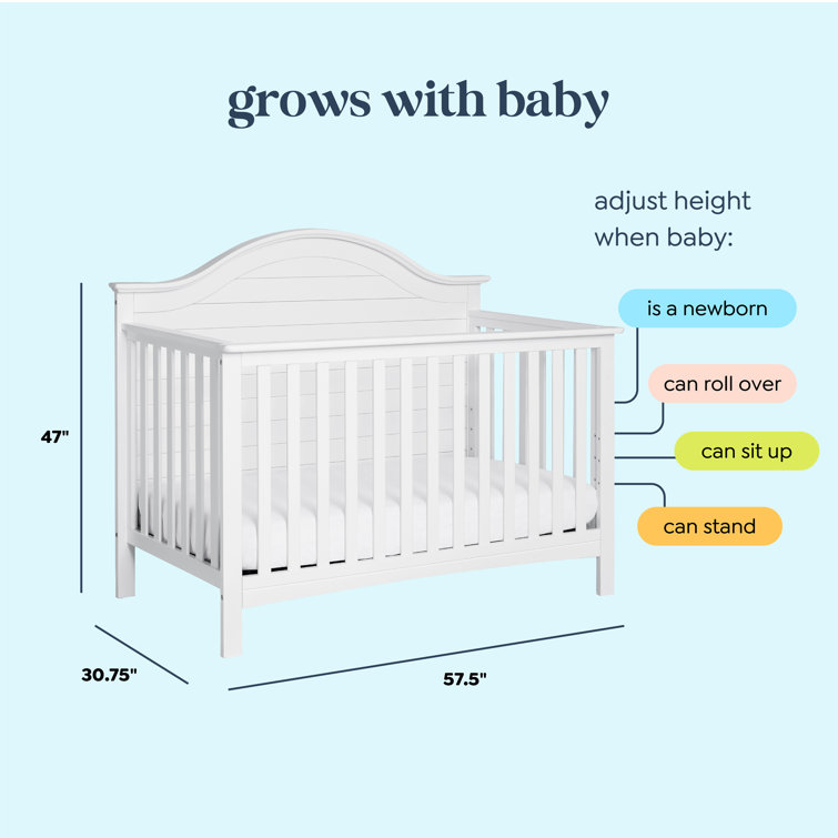 White Pine 4-in-1 Convertible Crib with Shiplap Headboard