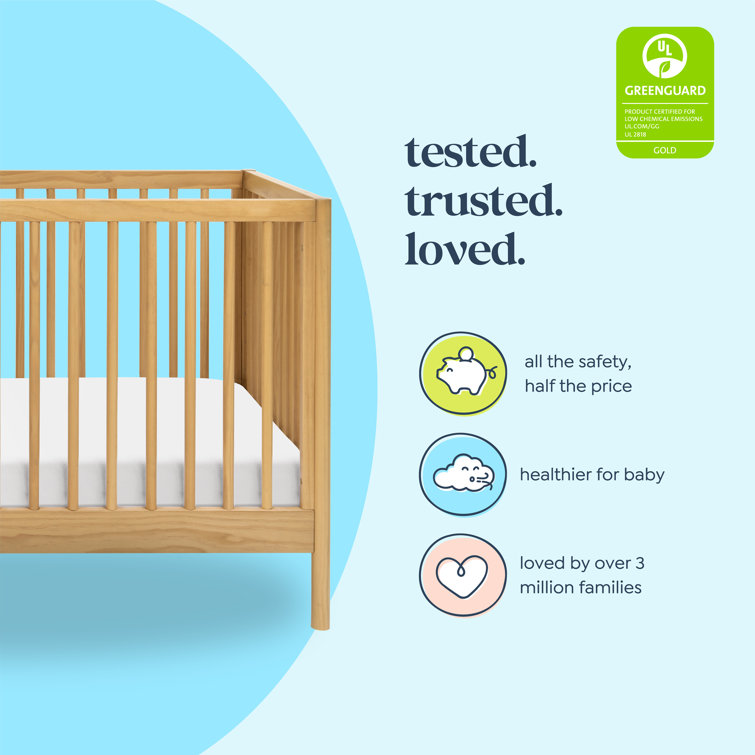 Honey Oak 3-in-1 Convertible Crib with Adjustable Heights