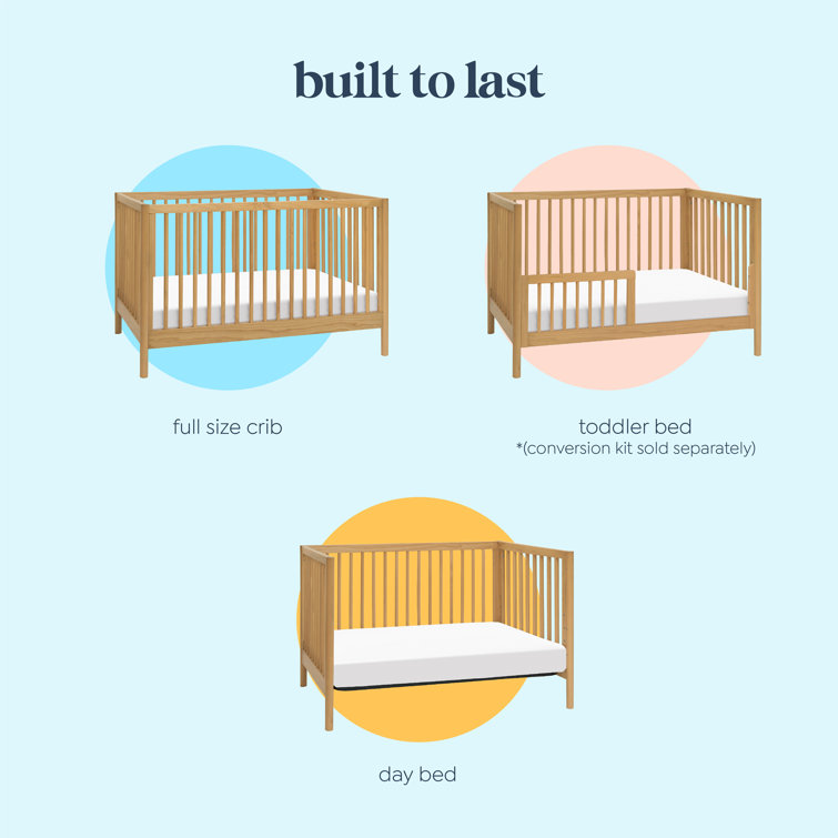 Honey Oak 3-in-1 Convertible Crib with Adjustable Heights