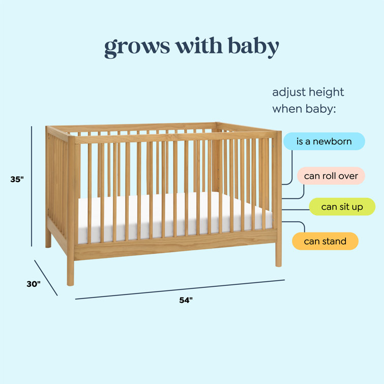Honey Oak 3-in-1 Convertible Crib with Adjustable Heights
