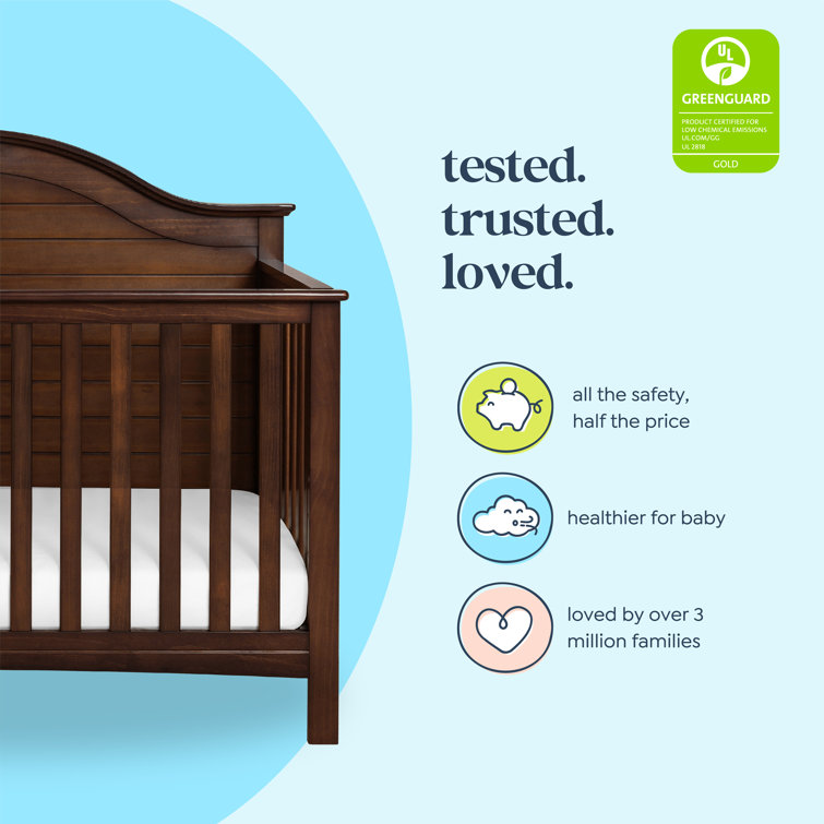 Espresso Pine Wood 4-in-1 Convertible Crib with Adjustable Mattress Heights