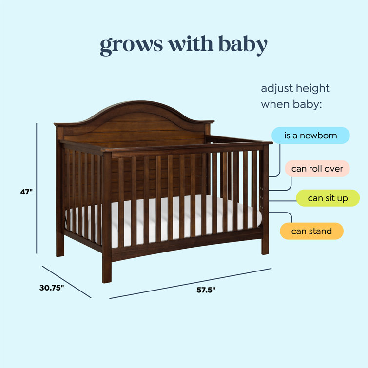 Espresso Pine Wood 4-in-1 Convertible Crib with Adjustable Mattress Heights