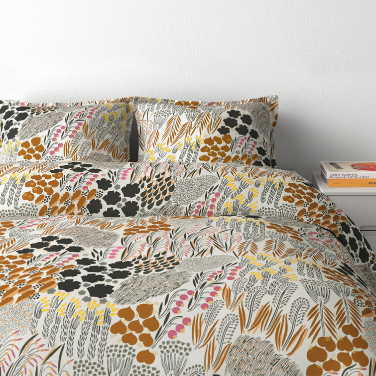 Multicolor Floral Cotton Full/Queen Duvet Cover Set