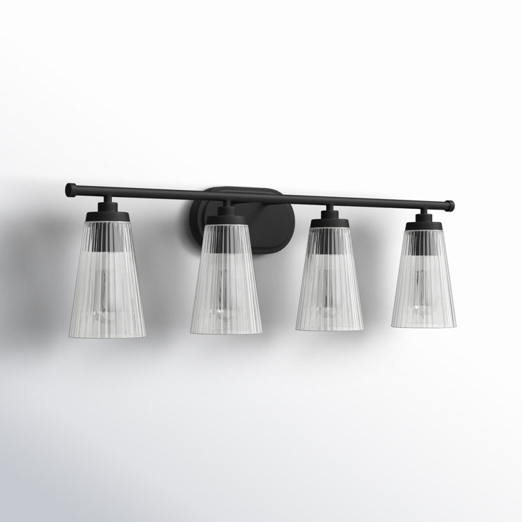 Matte Black and Clear Glass 4-Light Vanity Fixture