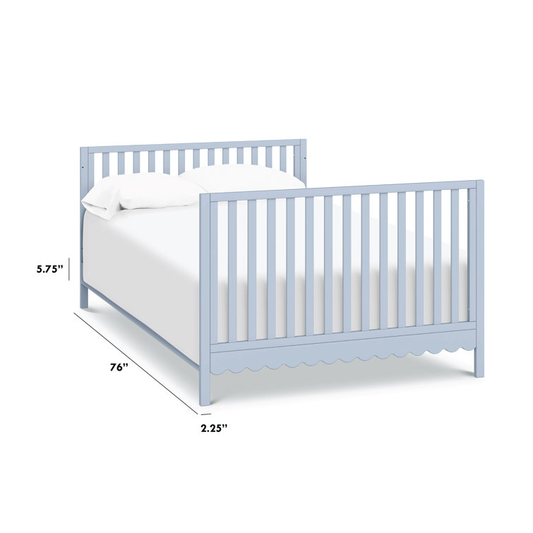 Powder Blue Painted Pine Wood Full Bed Rails
