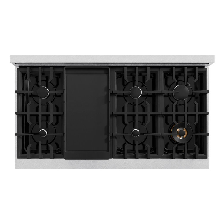 48" Stainless Steel Double Oven Gas Range with 8 Burners