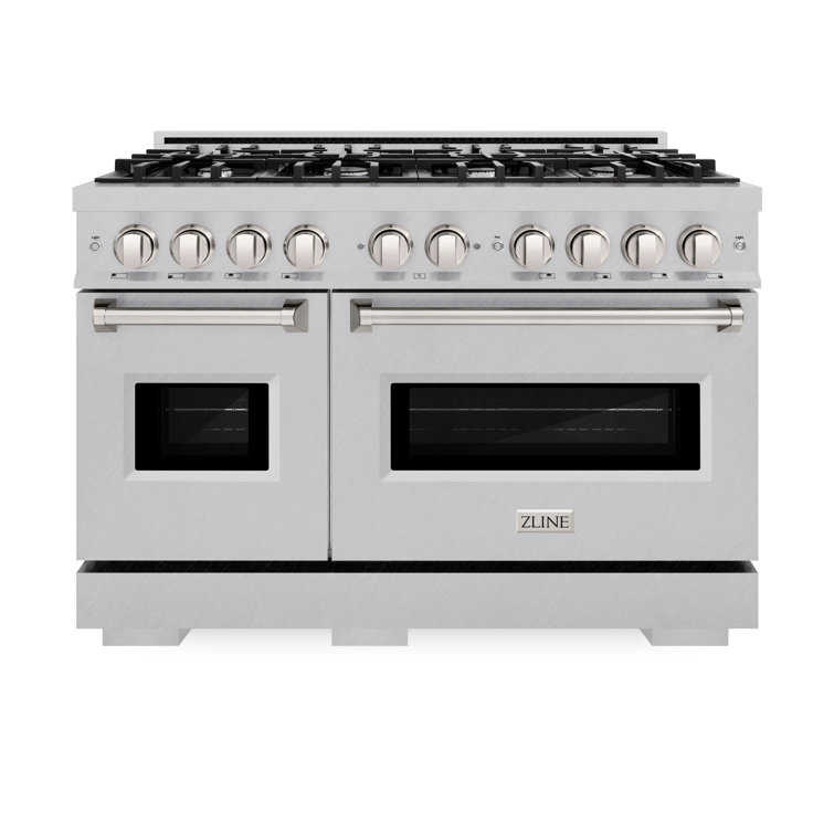 48" Stainless Steel Double Oven Gas Range with 8 Burners