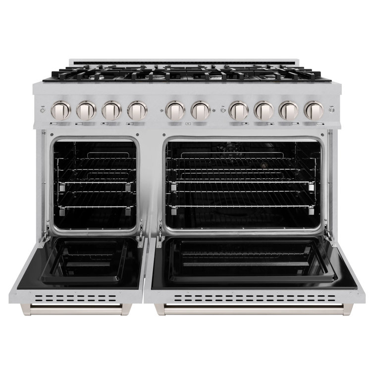 48" Stainless Steel Double Oven Gas Range with 8 Burners