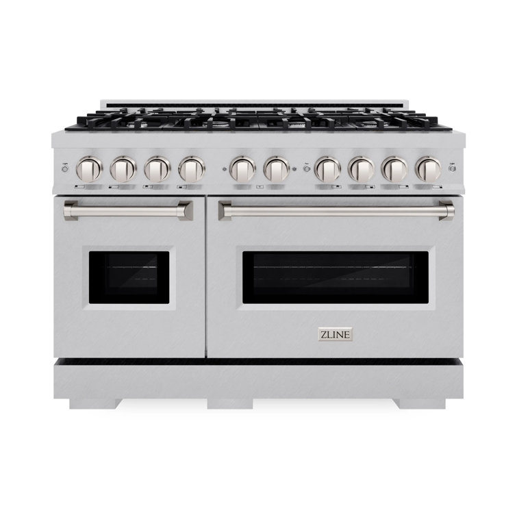 48" Stainless Steel Double Oven Gas Range with 8 Burners