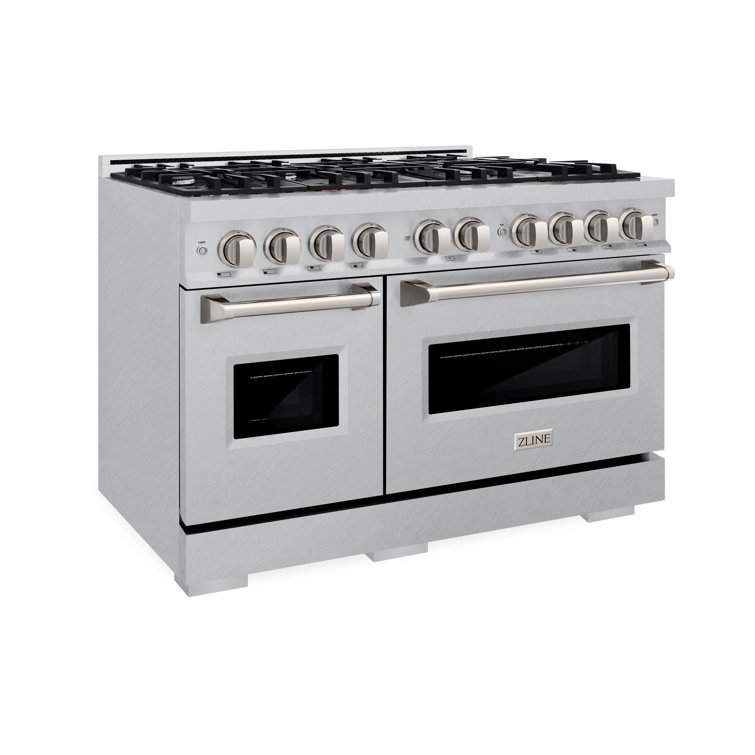 48" Stainless Steel Double Oven Gas Range with 8 Burners