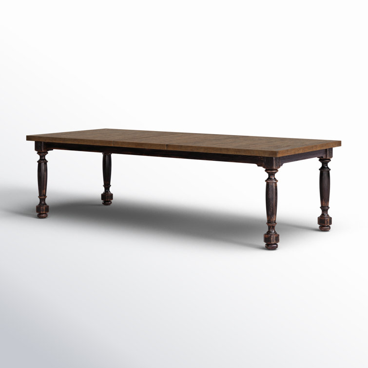 Rustic Black and Brown Reclaimed Wood Extendable Dining Table
