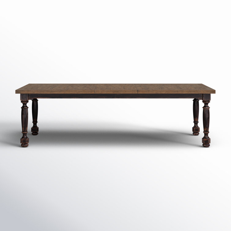 Rustic Black and Brown Reclaimed Wood Extendable Dining Table