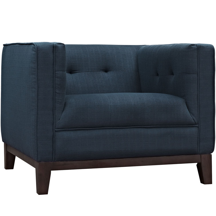 Azure Polyester Upholstered Mid-Century Accent Chair