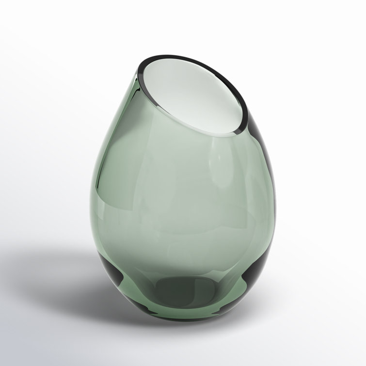 Art Deco Polished Glass Drop Table Vase with Leaves Theme