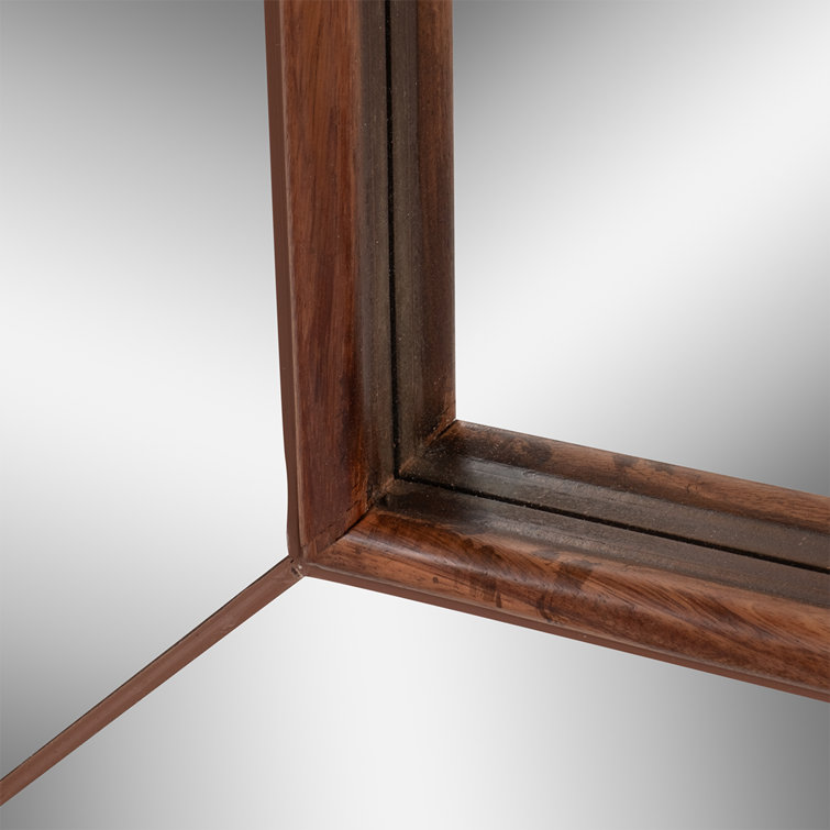Classic Brown Manufactured Wood Rectangular Wall Mirror