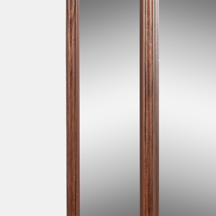 Classic Brown Manufactured Wood Rectangular Wall Mirror