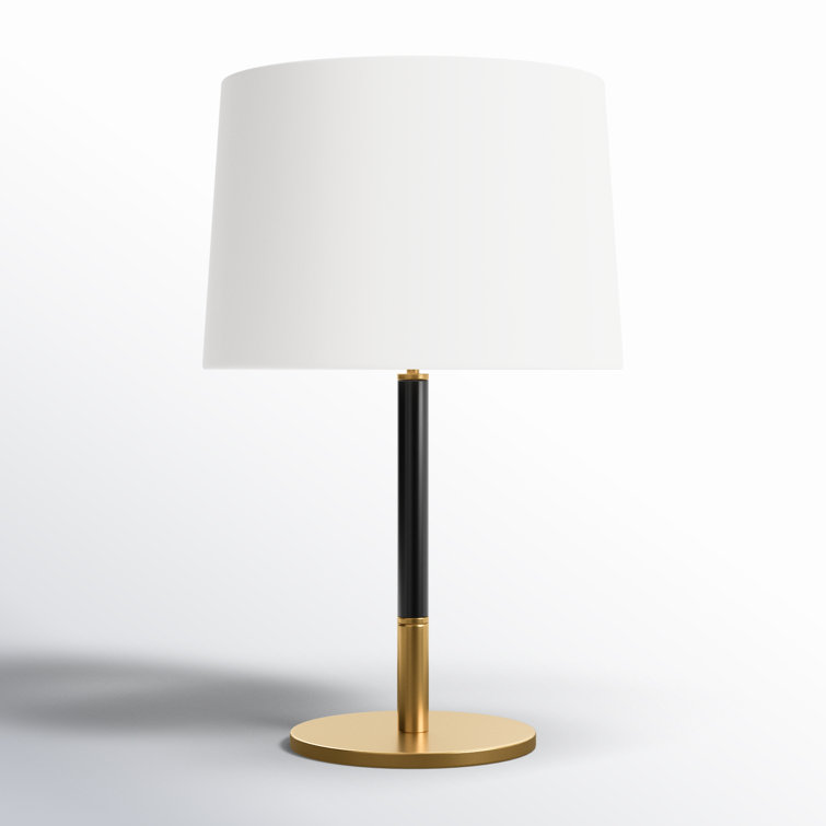 Burnished Brass Black Metal Table Lamp with White Shade