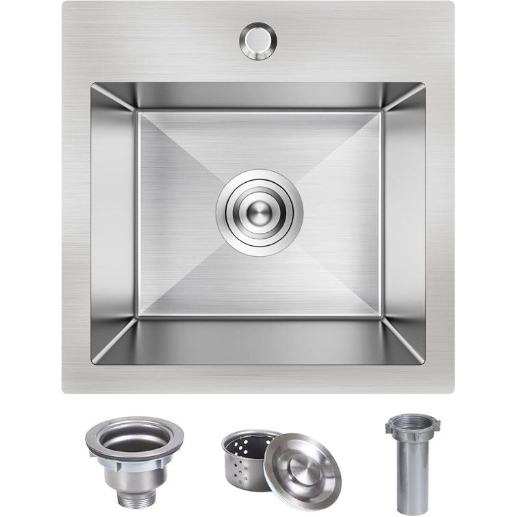 15'' Square Drop-In Stainless Steel Single Bowl Kitchen Sink