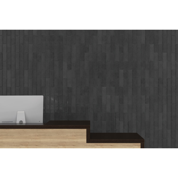 Charcoal Glossy Ceramic 3x12 Wall Tile for Bathroom and Kitchen