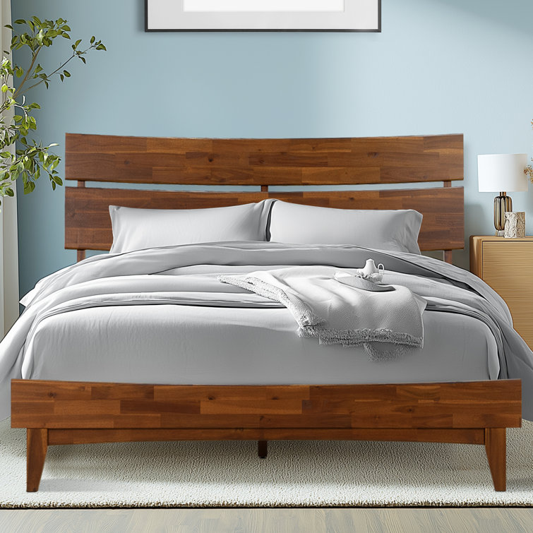 Aurora Chocolate King Solid Wood Bed Frame with Headboard