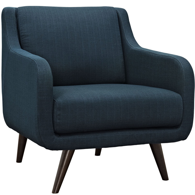 Azure Mid-Century Minimalist Accent Chair with Espresso Wood Legs