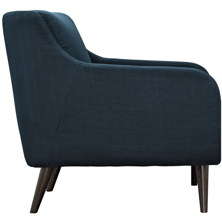 Azure Mid-Century Minimalist Accent Chair with Espresso Wood Legs