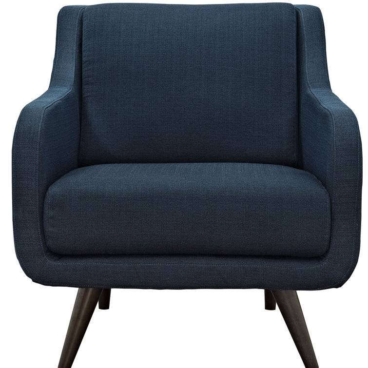 Azure Mid-Century Minimalist Accent Chair with Espresso Wood Legs