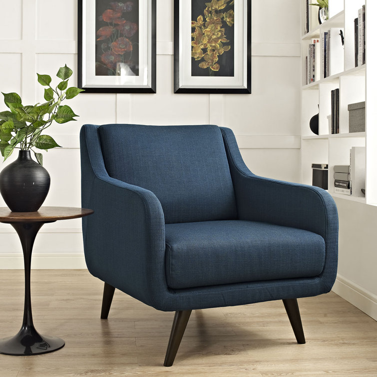 Azure Mid-Century Minimalist Accent Chair with Espresso Wood Legs