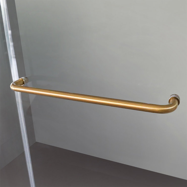 60" x 76" Frameless Brushed Gold Sliding Glass Shower Doors