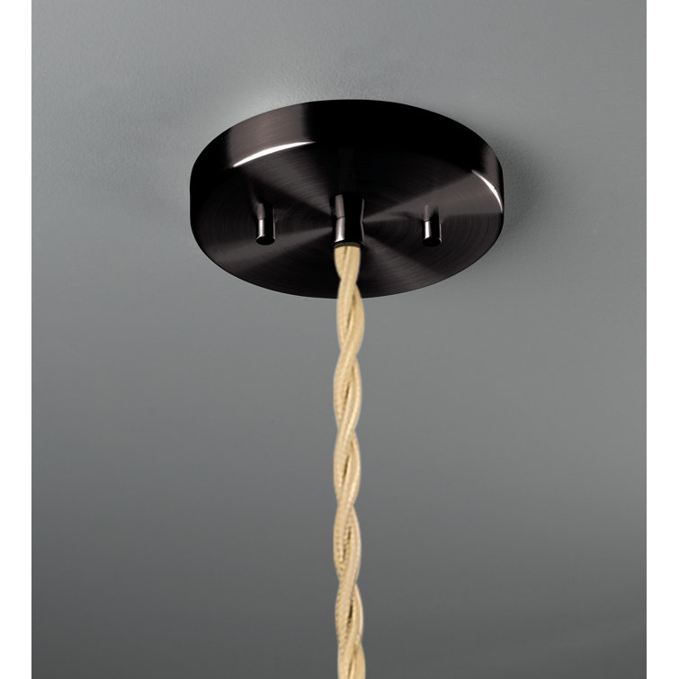 Matte Black and Gold Ceramic Dome Pendant Light