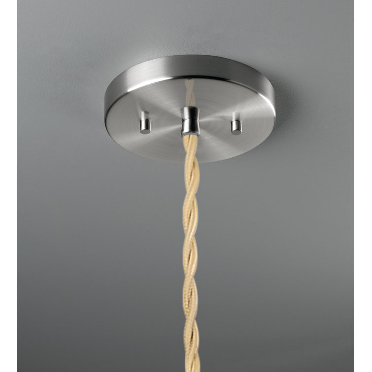 Handmade Gloss Blush Ceramic Dome Pendant Light with Brushed Nickel Finish