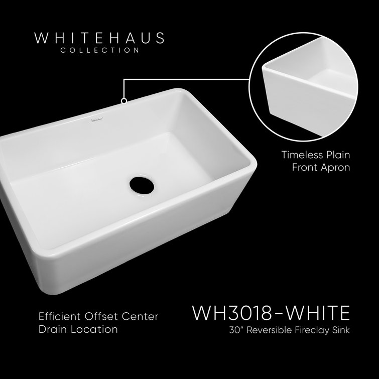 White 33" Fireclay Farmhouse Single Bowl Kitchen Sink
