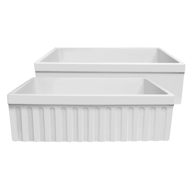 White 31" Fireclay Farmhouse Drop-In Kitchen Sink
