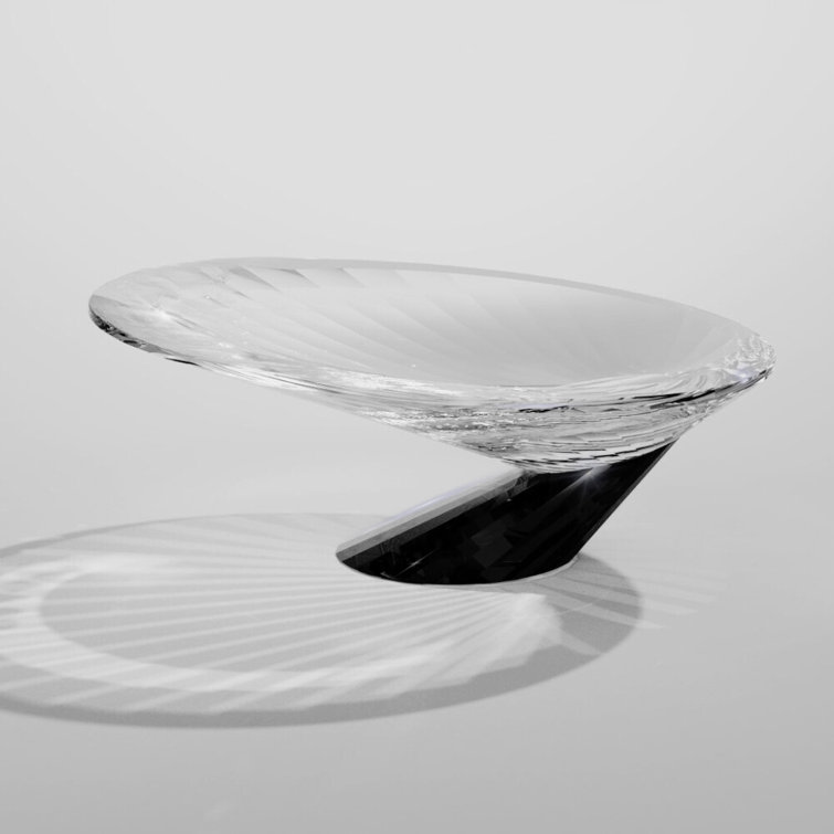 10'' Black and Clear Crystal Asymmetrical Decorative Bowl