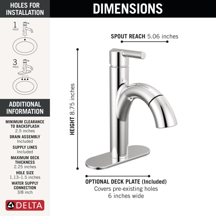 Nicoli Polished Chrome Single Handle Pull-Down Bathroom Faucet