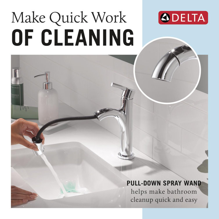Nicoli Polished Chrome Single Handle Pull-Down Bathroom Faucet