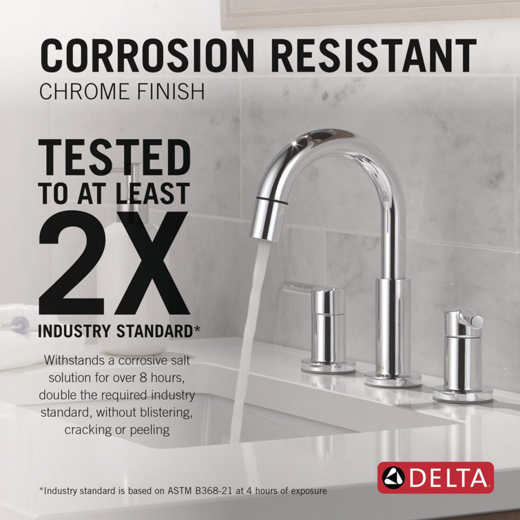 Chrome Pull-Down Widespread Bathroom Faucet with Sprayer