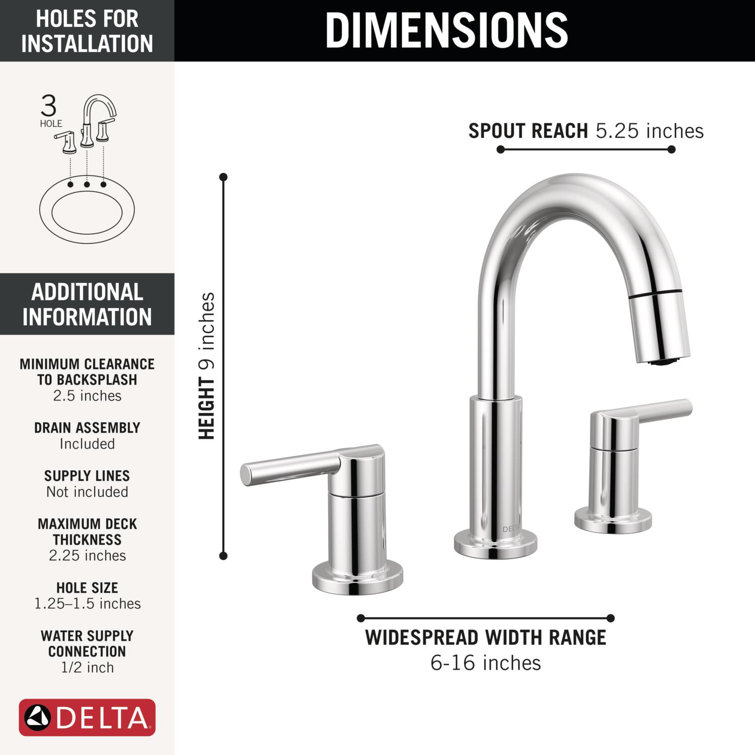 Chrome Pull-Down Widespread Bathroom Faucet with Sprayer