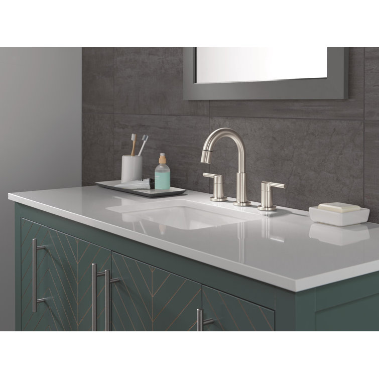 Nicoli Brushed Stainless Steel Widespread Bathroom Faucet with Pull-Down Sprayer