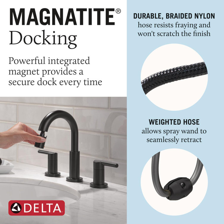 Matte Black Double Handle High Arc Widespread Bathroom Faucet